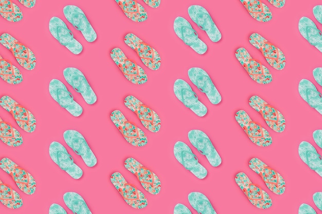 Free Photo green and colorful flip flop pattern