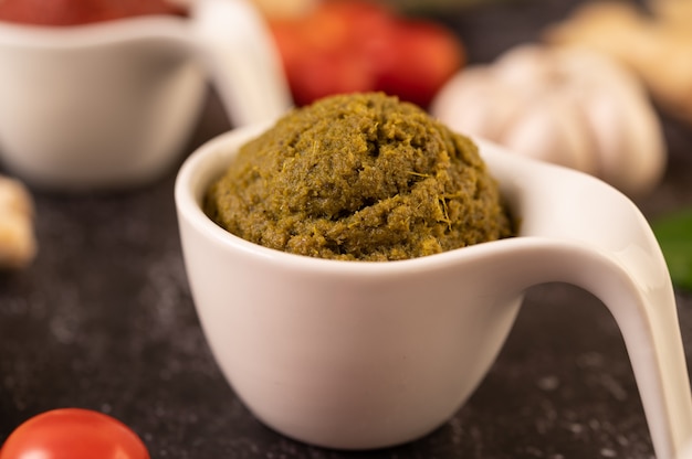 Green curry paste made from chili