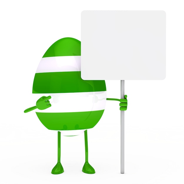 Free photo green egg pointing a sign without message