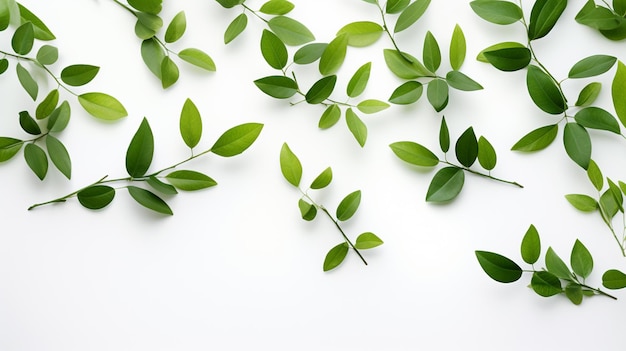 Free photo green leaves on a white background