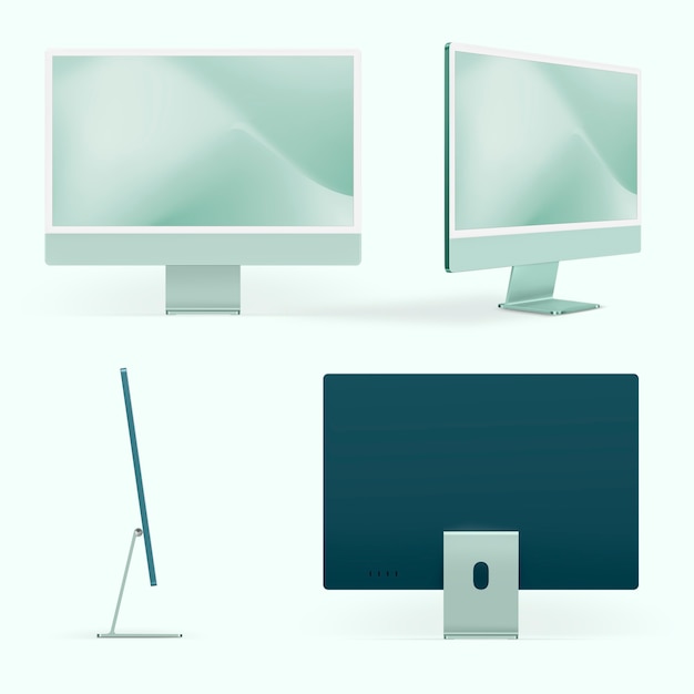 Free Photo green minimal computer desktop digital device with design space set