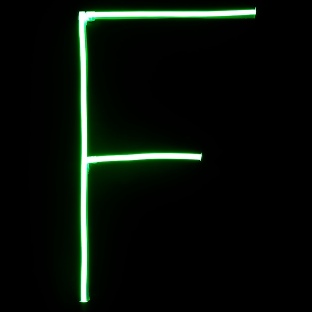 Free photo green neon lights alphabet letters