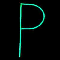 Free photo green neon lights alphabet letters