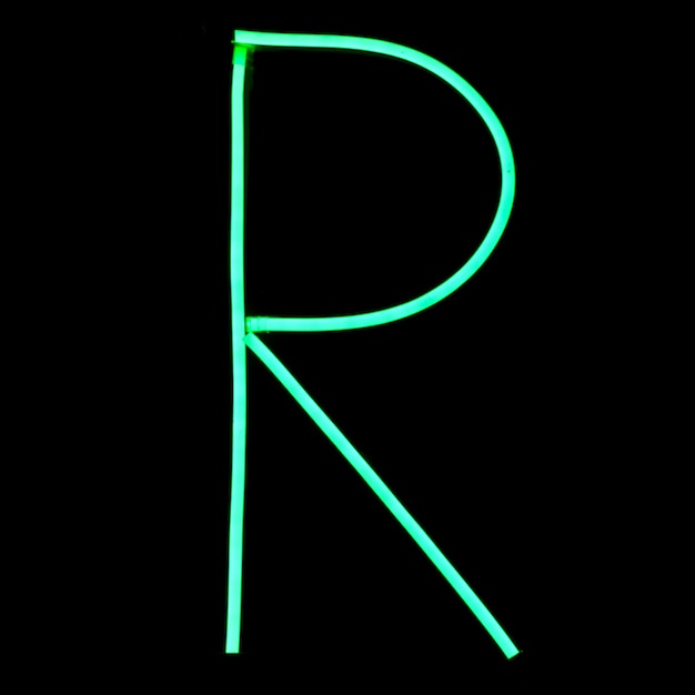 Free Photo green neon lights alphabet letters