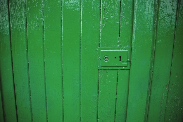 Green old door lock