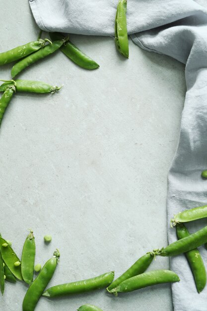 Green peas top view background