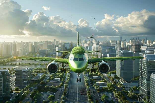 Green plane in ecofriendly environment