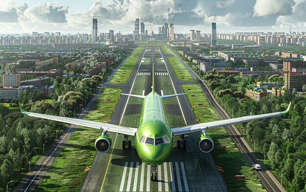 Green plane in ecofriendly environment