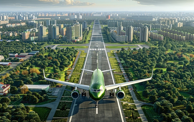 Green plane in ecofriendly environment