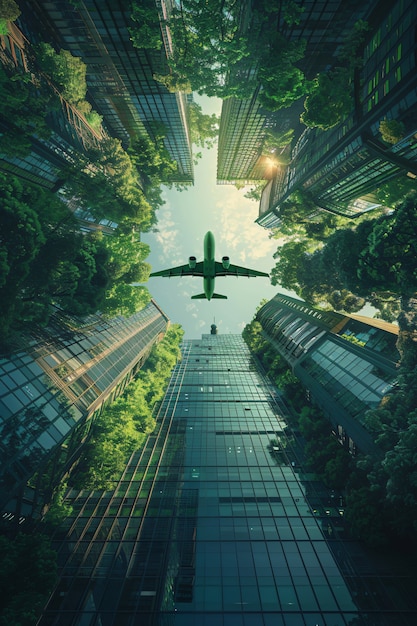 Free photo green plane in ecofriendly environment