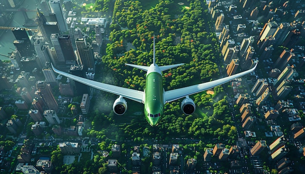 Free photo green plane in ecofriendly environment