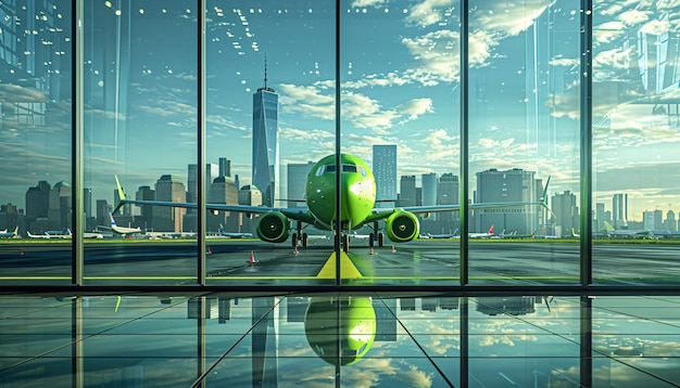 Free photo green plane in ecofriendly environment