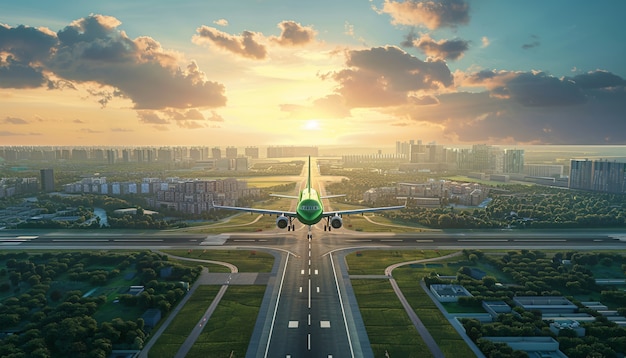 Green plane in ecofriendly environment