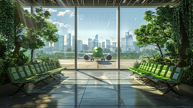 Free photo green plane in ecofriendly environment