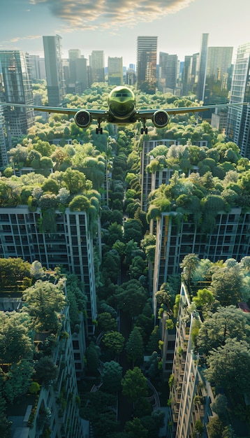 Free photo green plane sustainable energy concept