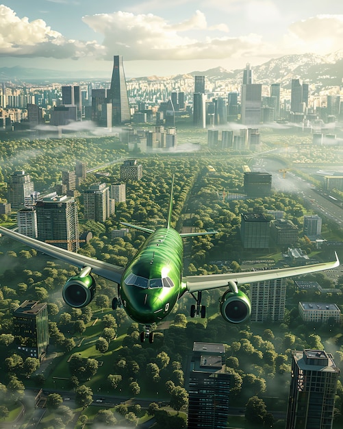 Free Photo green plane sustainable energy concept