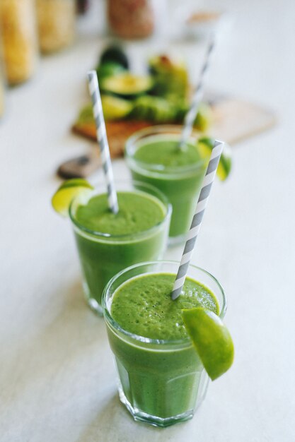 Green smoothie in a glass