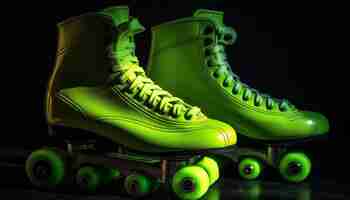 Free photo green sports shoe on black background laced up generated by ai