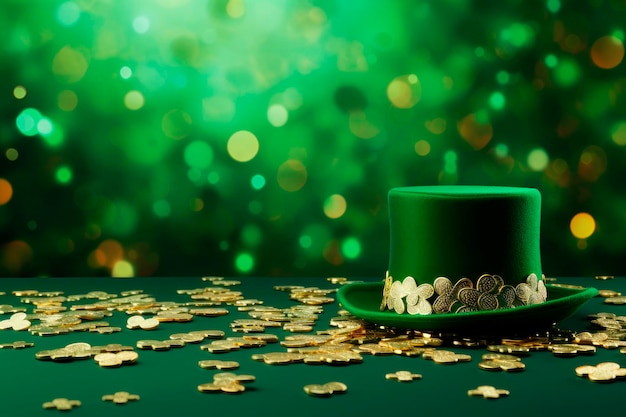 Free photo green st patricks day background with green hat