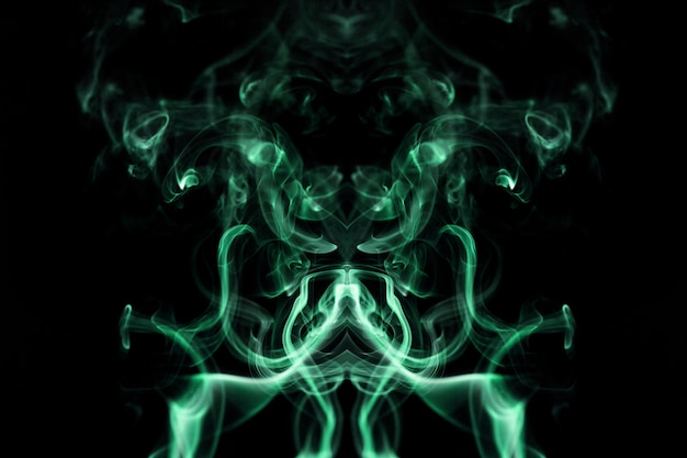 Green wavy smoke on black background