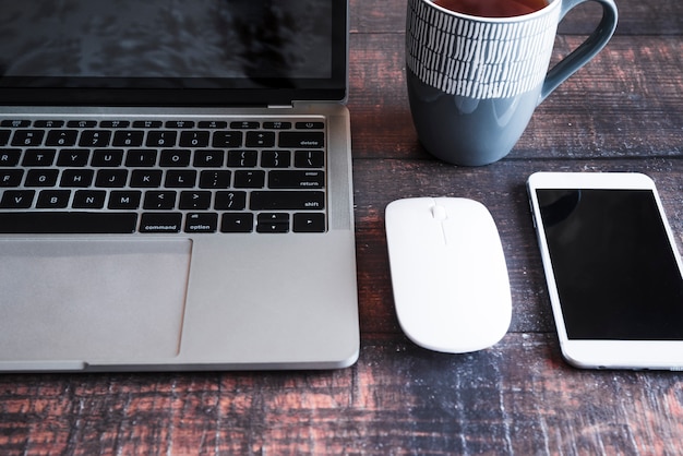 Grey laptop with office elements