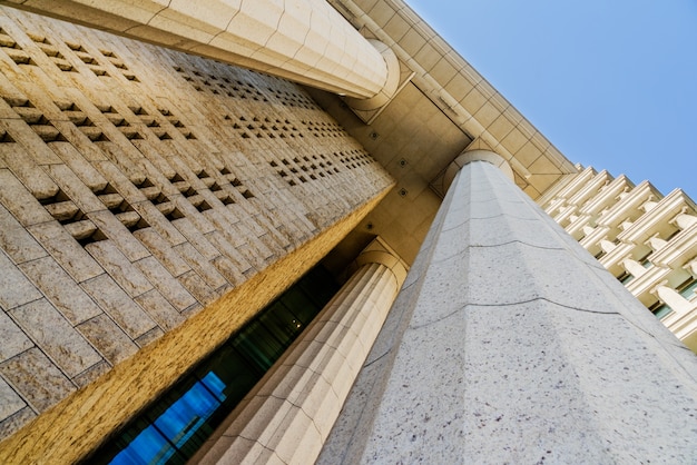 Free photo grey marble column details on building