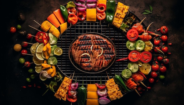 Free Photo a grill with a variety of vegetables on it