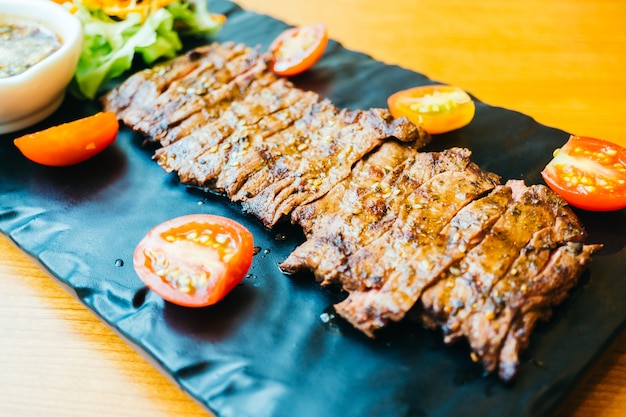 Grilled beef meat steak with vegetable