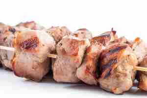 Free photo grilled chicken meat skewer isolated on white background ai generative