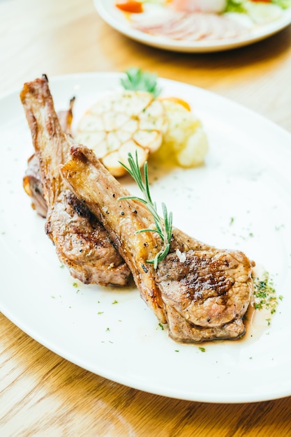 Grilled lamb meat chop steak