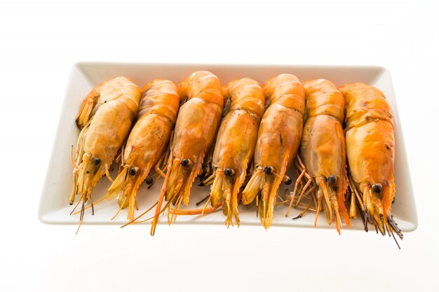 Grilled Prawn and shrimp in white plate