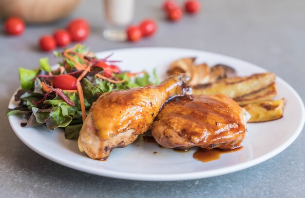 grilles chicken steak with teriyaki sauce