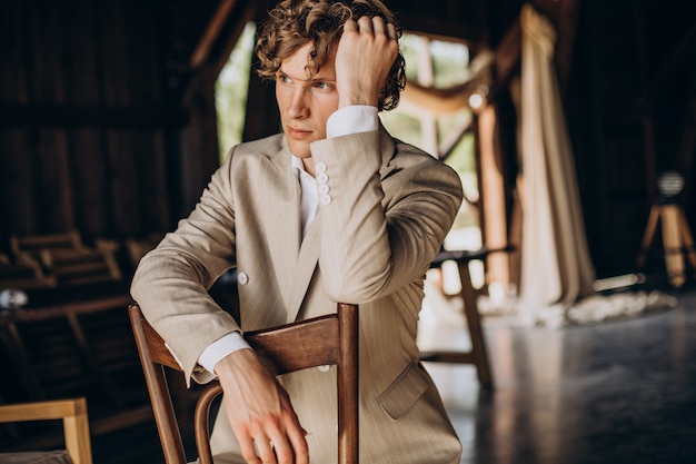 Groom preparing for his wedding