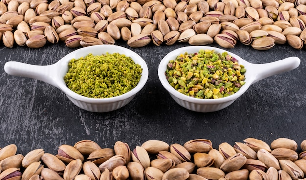 Free Photo ground, milled, crushed pistachios in a bowl