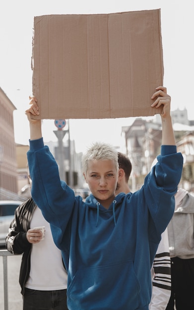 Group of activists giving slogans in a rally