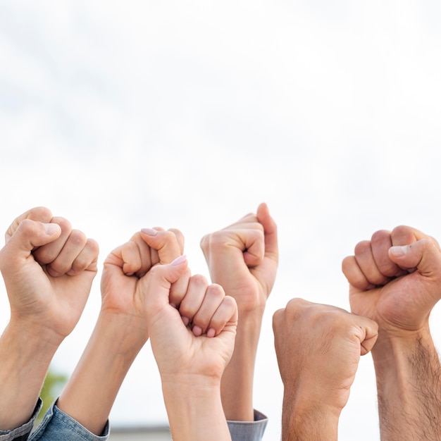 Free photo group of activists holding fists up