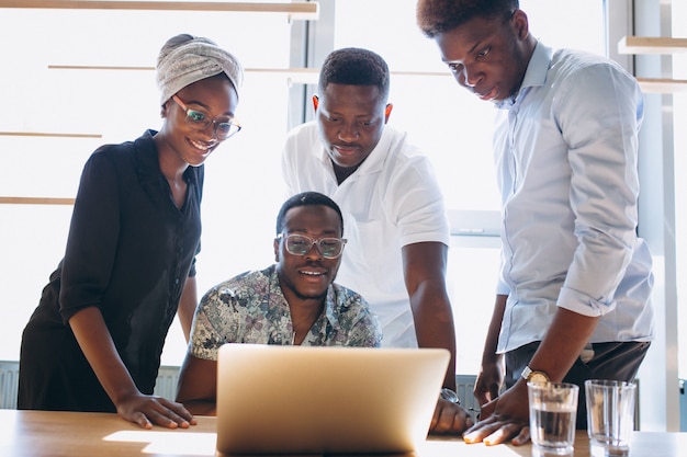 Group of afro americans working together