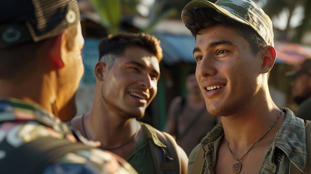 Group of colombian male friends spending time together and having fun