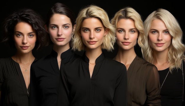 Free photo a group of confident successful businesswomen smiling at camera generated by artificial intelligence