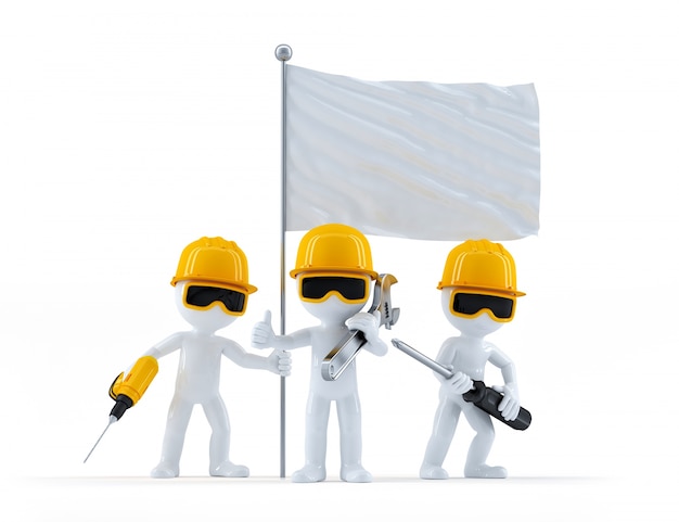 Free Photo group of construction workers with flag