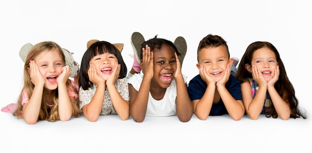 Group of diverse cheerful kids