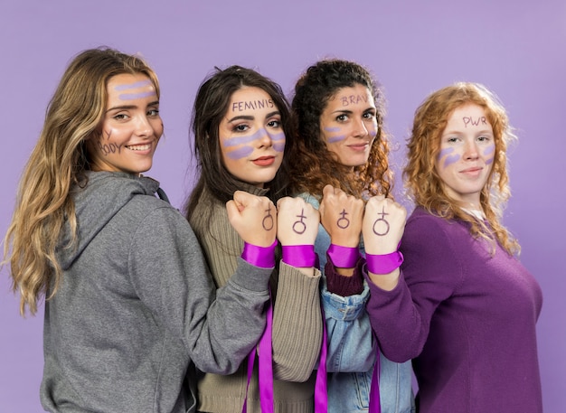 Free photo group of female activists protesting together