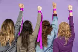 Free photo group of female activists protesting together