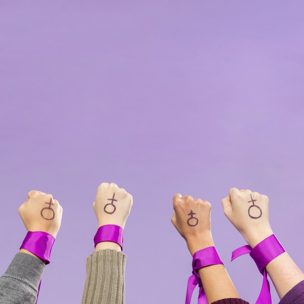 Group of female activists protesting together