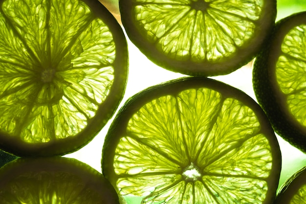 Free Photo group of fresh cut lime slices