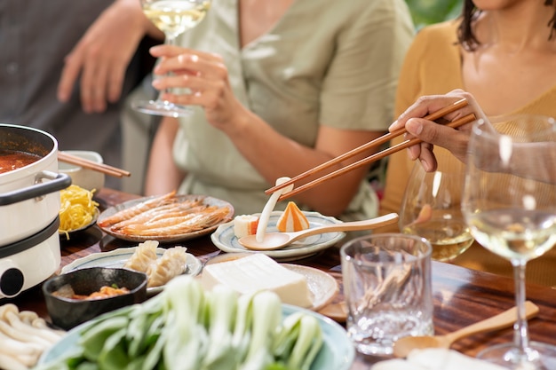 Group of friends dining out