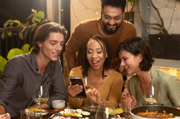 Group of friends dining out