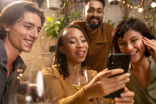 Group of friends dining out