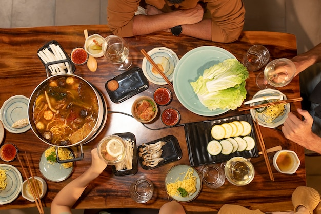 Group of friends dining out