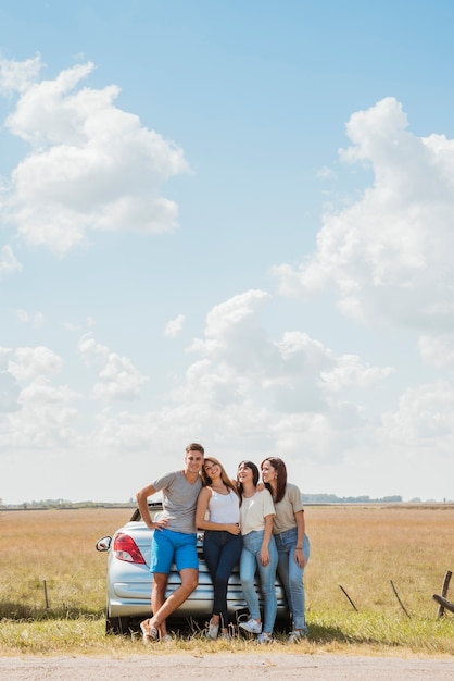 Group of friends doing a road trip